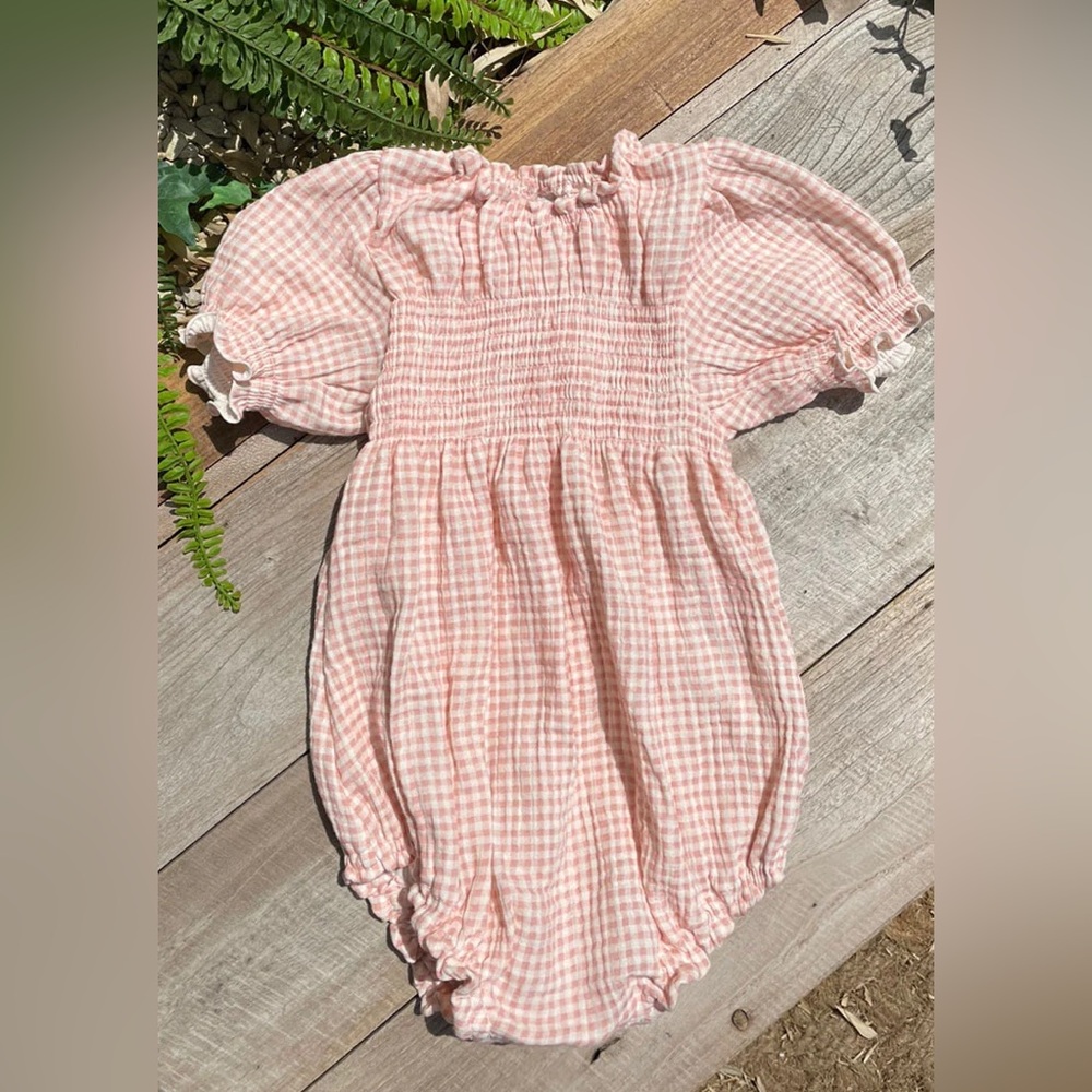 Nothing Fits But Hana Onesie (Rose Gingham) - Baby 3-6 months
